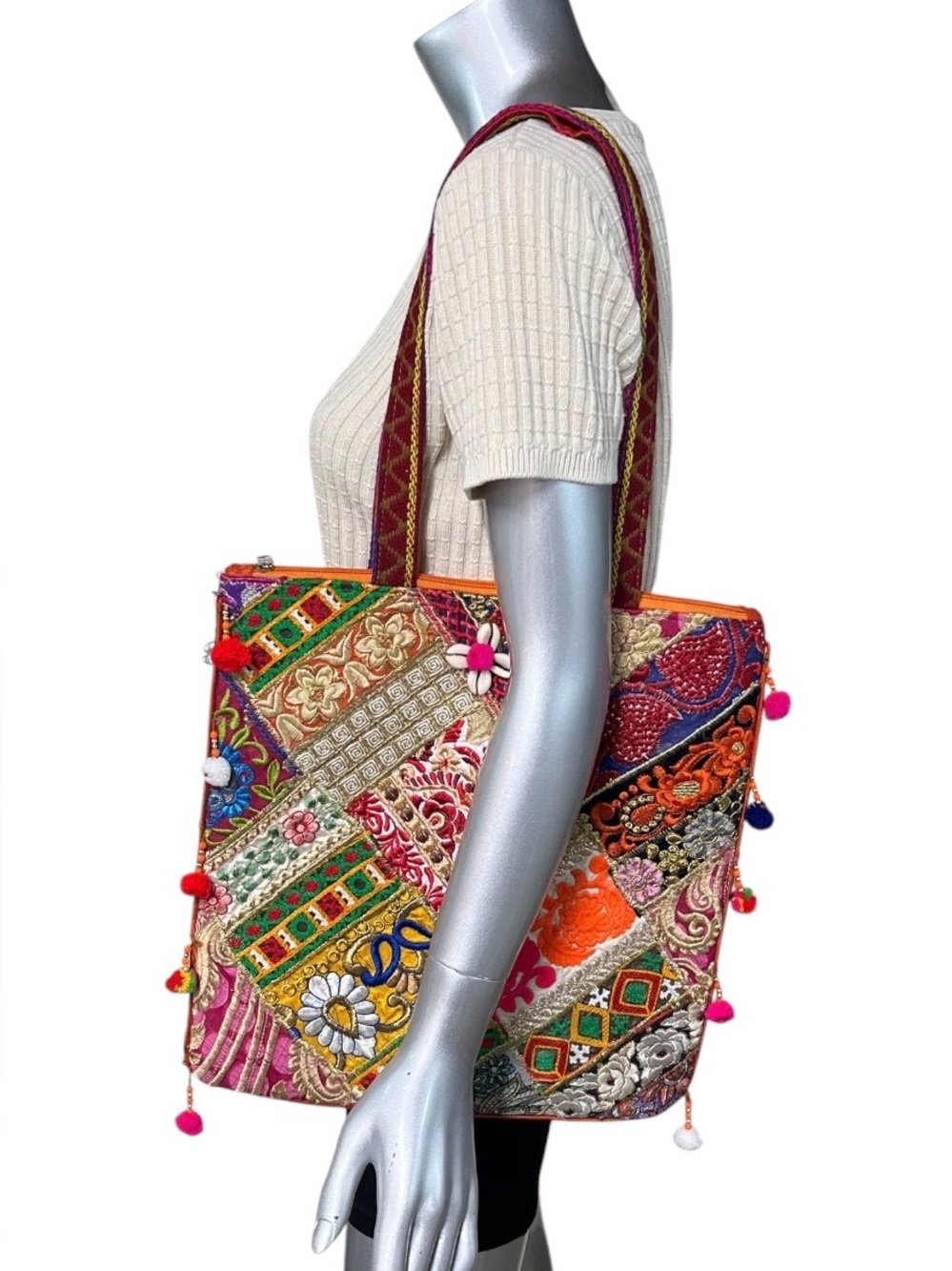 Gujarati Banjara Embroidered Traditional Indian Handcrafted Patchwork Tote Bag